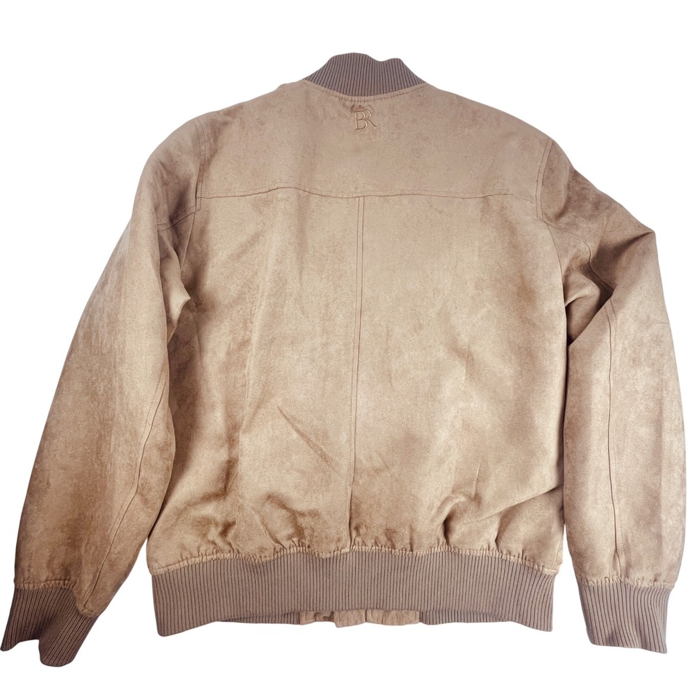 Banana Republic Bomber Jacket Mens M Brown Dark Acorn Vegan Suede 405308-00 - Picture 3 of 10